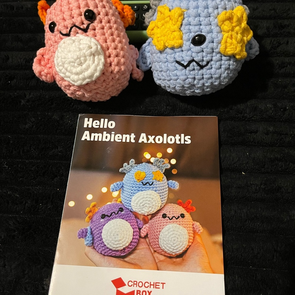 Crochet Axolotl Plush in Pink and Blue (not a set)
